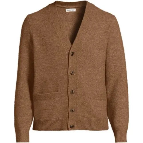 Men's Long Sleeve Fuzzy Argyle Cardigan Sweater