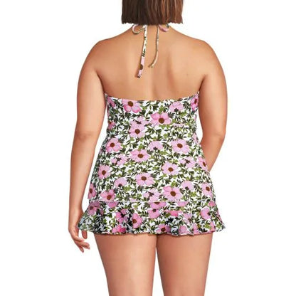 Women's Flutter High Neck Halter Tankini Top