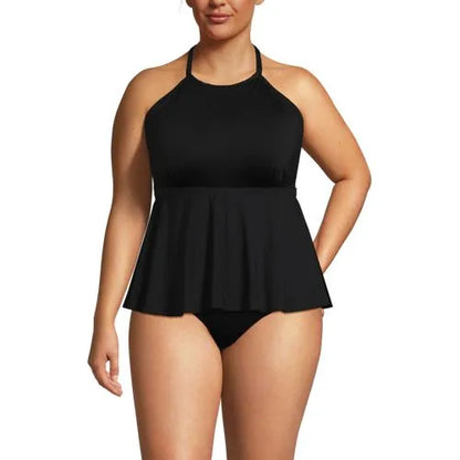 Women's Flutter High Neck Halter Tankini Top