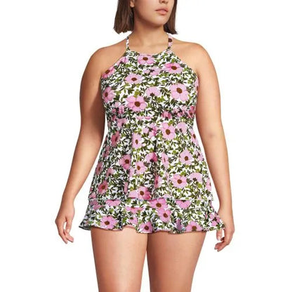 Women's Flutter High Neck Halter Tankini Top