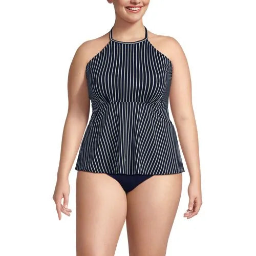 Women's Flutter High Neck Halter Tankini Top