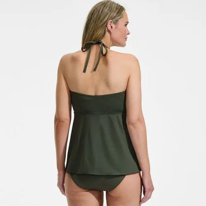 Women's Flutter High Neck Halter Tankini Top