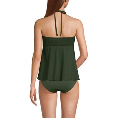 Women's Flutter High Neck Halter Tankini Top