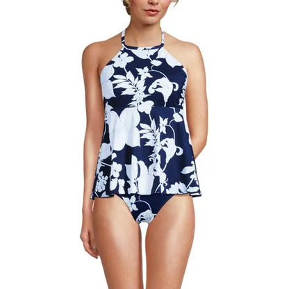 Women's Flutter High Neck Halter Tankini Top
