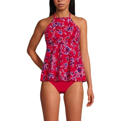 Women's Flutter High Neck Halter Tankini Top