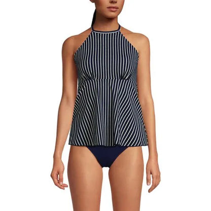 Women's Flutter High Neck Halter Tankini Top