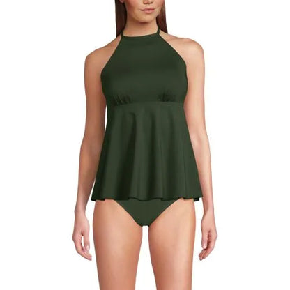 Women's Flutter High Neck Halter Tankini Top