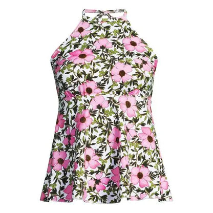 Women's Flutter High Neck Halter Tankini Top