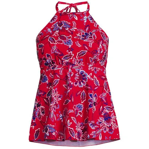 Women's Flutter High Neck Halter Tankini Top
