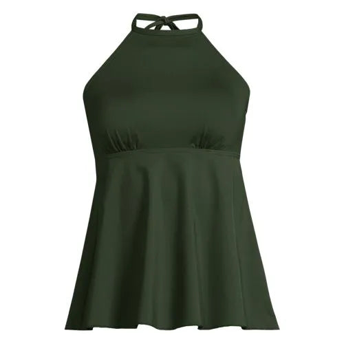 Women's Flutter High Neck Halter Tankini Top
