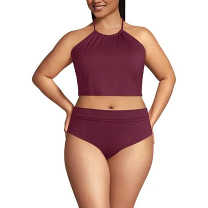 Women's High Neck Halter Midkini Top