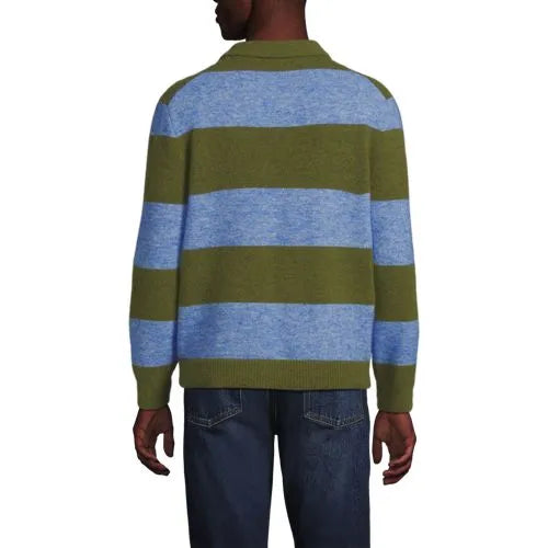 Men's Long Sleeve Fuzzy Sweater Polo