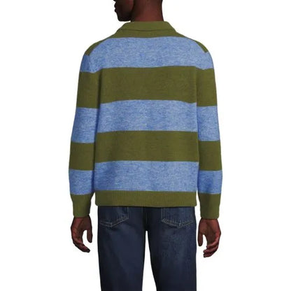 Men's Long Sleeve Fuzzy Sweater Polo