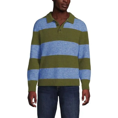 Men's Long Sleeve Fuzzy Sweater Polo