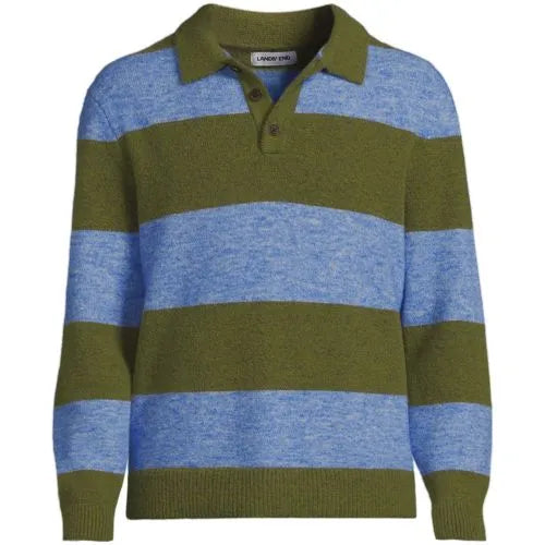 Men's Long Sleeve Fuzzy Sweater Polo