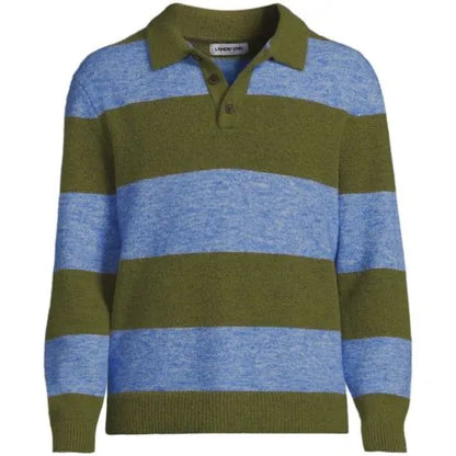 Men's Long Sleeve Fuzzy Sweater Polo