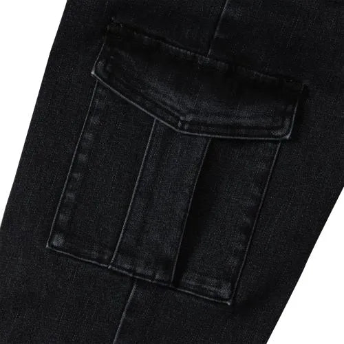 Girls Denim Cargo Wide Leg Jeans