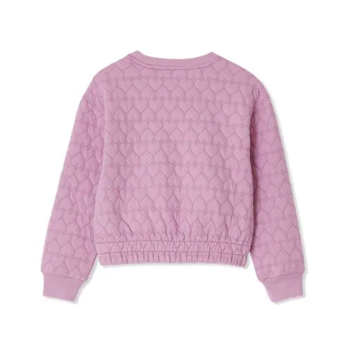 Girls Knit Quilted Crew Neck Sweatshirt