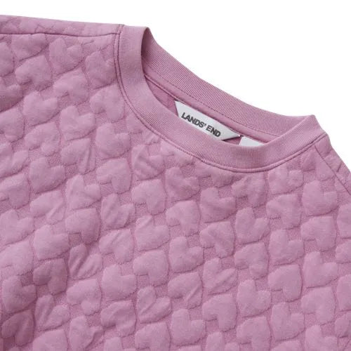 Girls Knit Quilted Crew Neck Sweatshirt