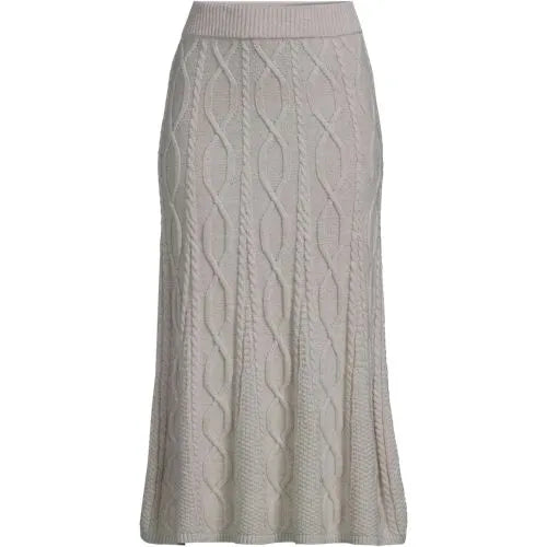 Women's Cozy Lofty Cable Fluted Midi Sweater Skirt