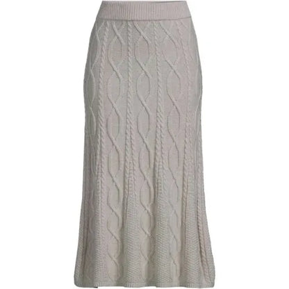 Women's Cozy Lofty Cable Fluted Midi Sweater Skirt