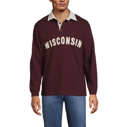 Men's Long Sleeve Rugged Rugby Embroidered Polo