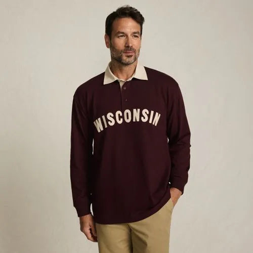 Men's Long Sleeve Rugged Rugby Embroidered Polo