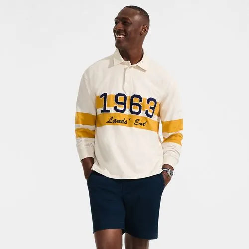 Men's Long Sleeve Rugged Rugby Embroidered Polo