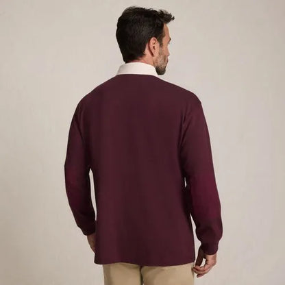 Men's Long Sleeve Rugged Rugby Embroidered Polo