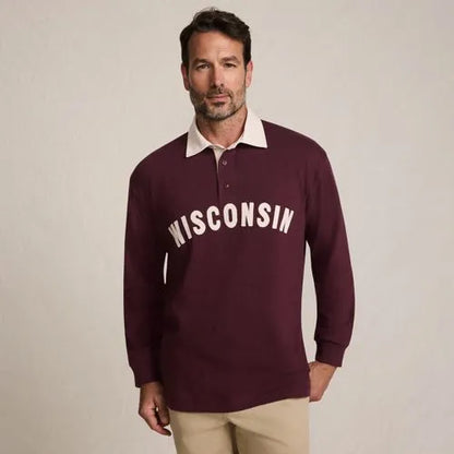 Men's Long Sleeve Rugged Rugby Embroidered Polo