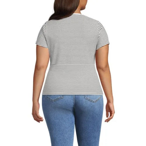 Women's Short Sleeve Crew Neck Micro Rib Mini Tee