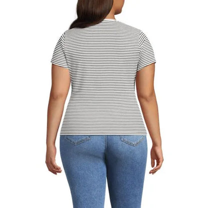 Women's Short Sleeve Crew Neck Micro Rib Mini Tee