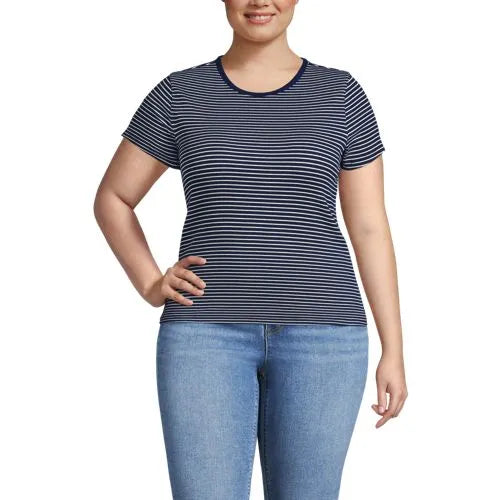 Women's Short Sleeve Crew Neck Micro Rib Mini Tee