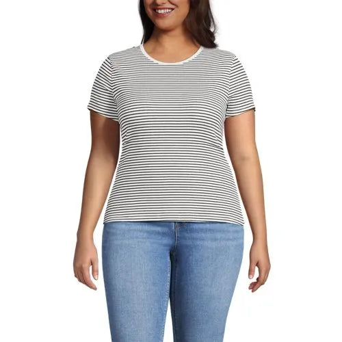 Women's Short Sleeve Crew Neck Micro Rib Mini Tee
