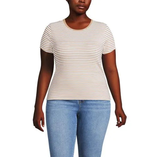 Women's Short Sleeve Crew Neck Micro Rib Mini Tee
