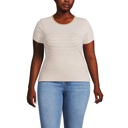 Women's Short Sleeve Crew Neck Micro Rib Mini Tee