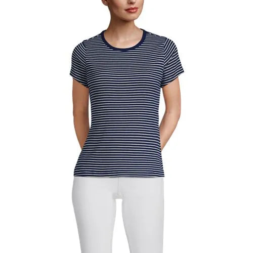 Women's Short Sleeve Crew Neck Micro Rib Mini Tee