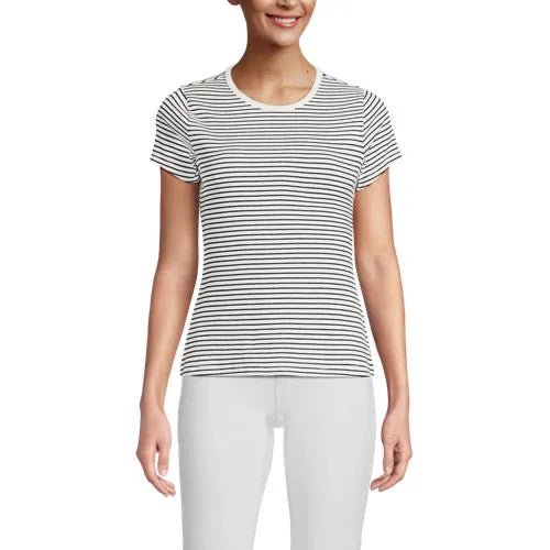 Women's Short Sleeve Crew Neck Micro Rib Mini Tee
