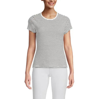 Women's Short Sleeve Crew Neck Micro Rib Mini Tee