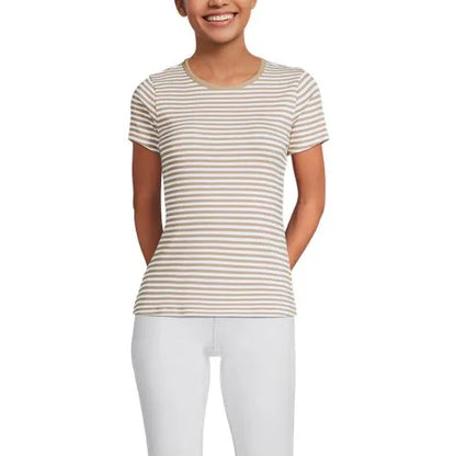 Women's Short Sleeve Crew Neck Micro Rib Mini Tee