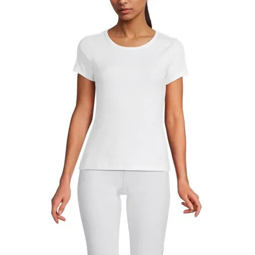 Women's Short Sleeve Crew Neck Micro Rib Mini Tee