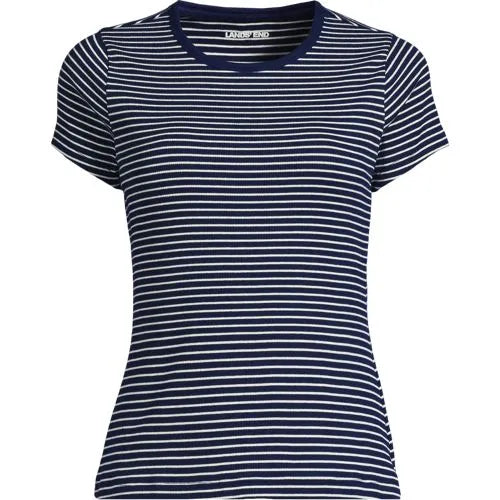 Women's Short Sleeve Crew Neck Micro Rib Mini Tee