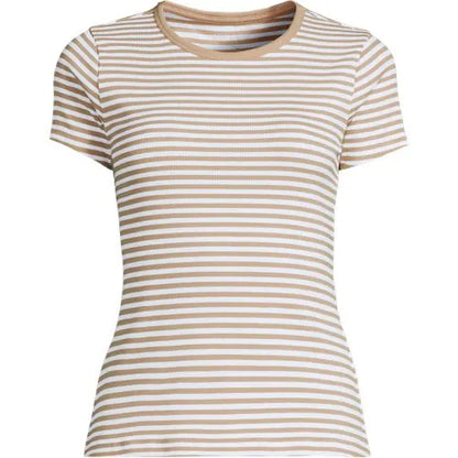 Women's Short Sleeve Crew Neck Micro Rib Mini Tee