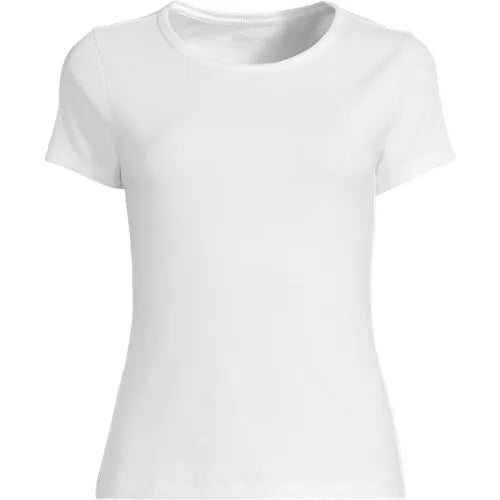 Women's Short Sleeve Crew Neck Micro Rib Mini Tee