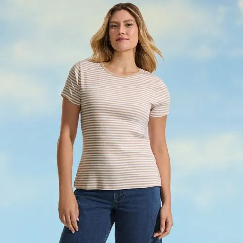 Women's Short Sleeve Crew Neck Micro Rib Mini Tee