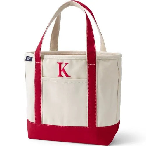 Pre-Monogrammed Letter A Canvas Tote Bag