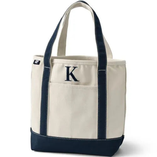 Pre-Monogrammed Letter A Canvas Tote Bag