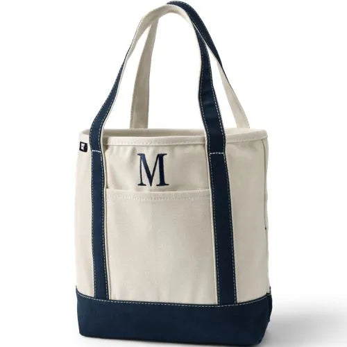 Pre-Monogrammed Letter A Canvas Tote Bag