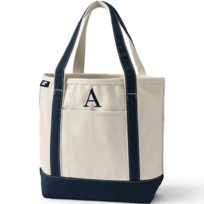 Pre-Monogrammed Letter A Canvas Tote Bag