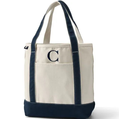 Pre-Monogrammed Letter A Canvas Tote Bag